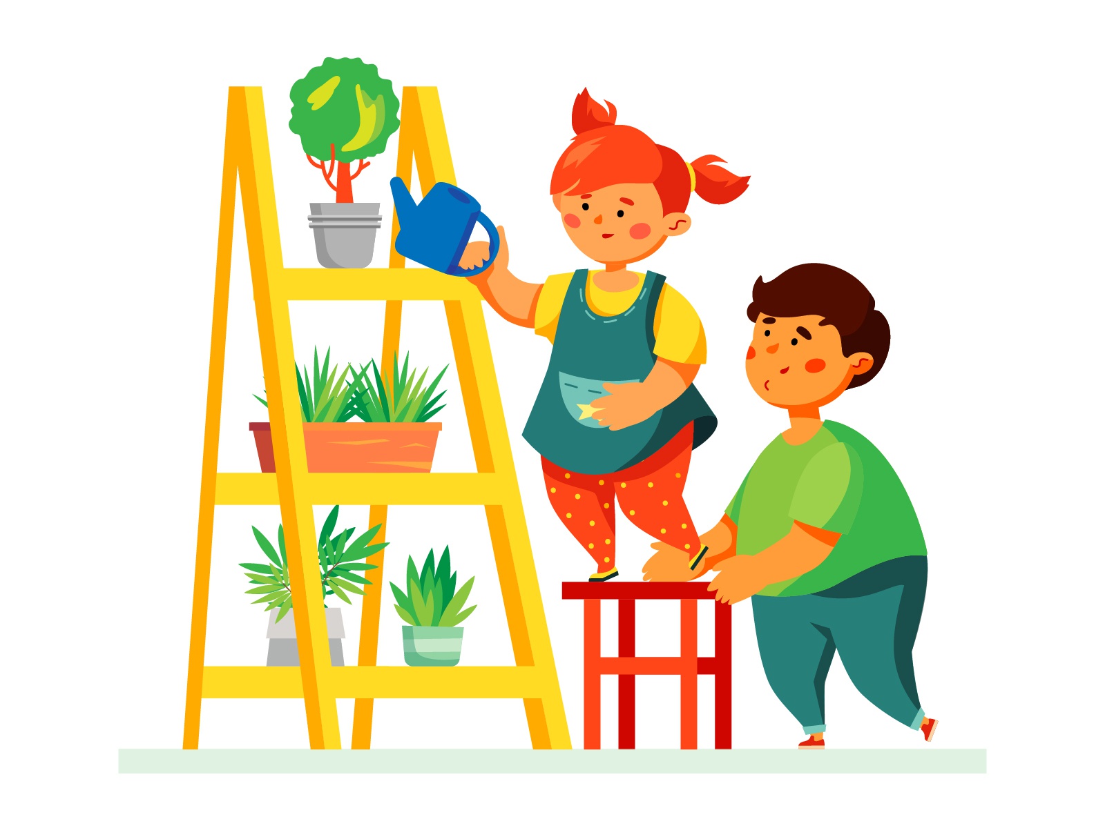 Children watering plants - illustration characterdesign children plant.jpg