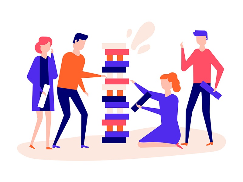 Children playing a game - flat design style illustration fun jenga pla.jpg