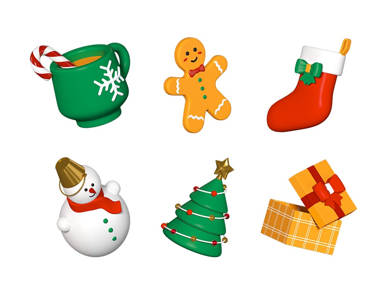 Christmas 3d icons christmas ornament snowman christmas tree celebrati.jpg