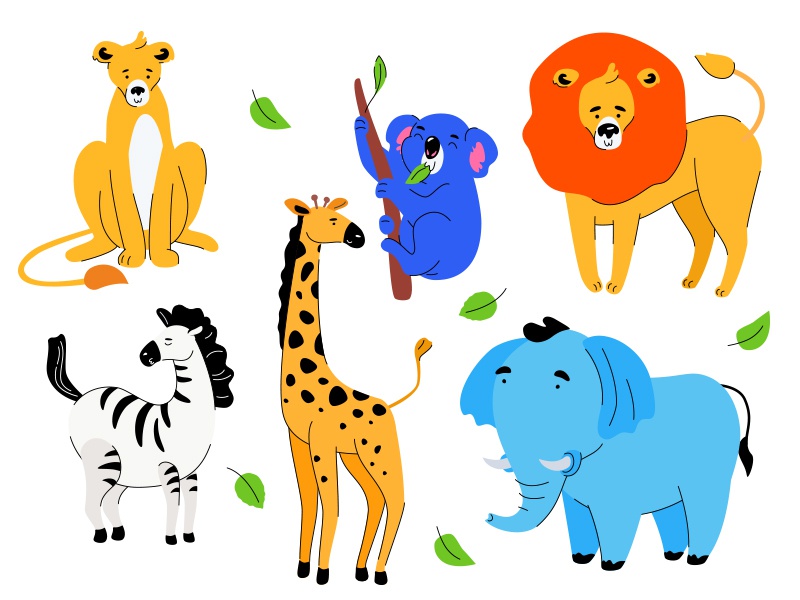 Cute exotic animals - set of character lion koala zebra elephant giraf.jpg