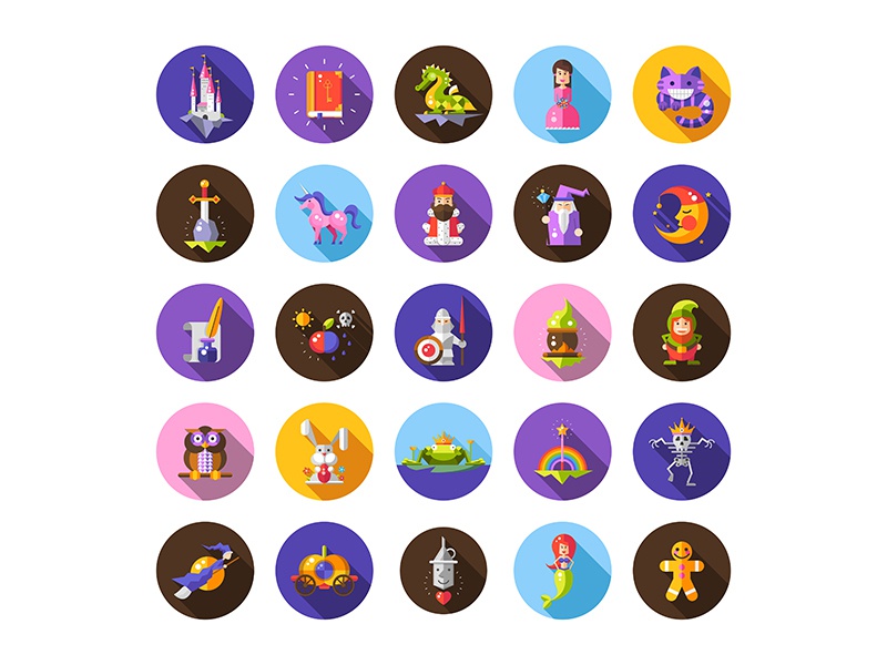 Fairy Tales Elements banners flat icons flat design characters fairyta.jpg