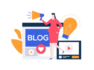 Female blogger smm technology blogger blog composition character vecto.jpg