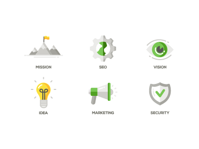 Flat Design Business Icons icon security marketing idea vision seo mis.png