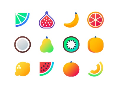 Fruits - flat icons emoticon graphic vector set icon style flat design.jpg