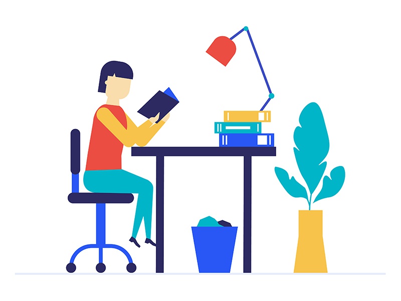Girl doing homework - illustration education homework learning school.jpg