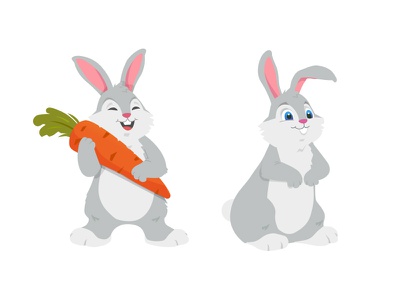 Happy rabbits - cartoon characters cute animal animal pet carrot easte.jpg
