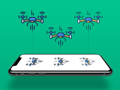 Line design icons with color filling technology drone quadcopter fill.jpg