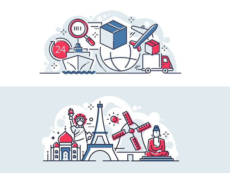 Logistics and world famous landmarks banner transportation cargo shipp.jpg