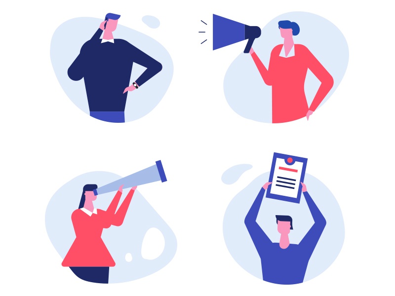 Marketing - flat characters spyglass megaphone marketing character des.jpg