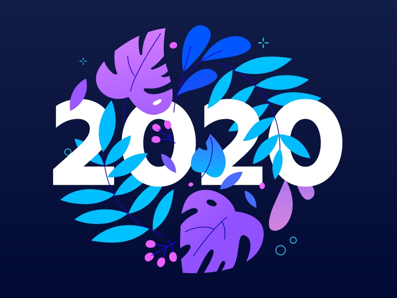 New year 2020 leaves decoration ornament floral 2020 new year flat des.jpg