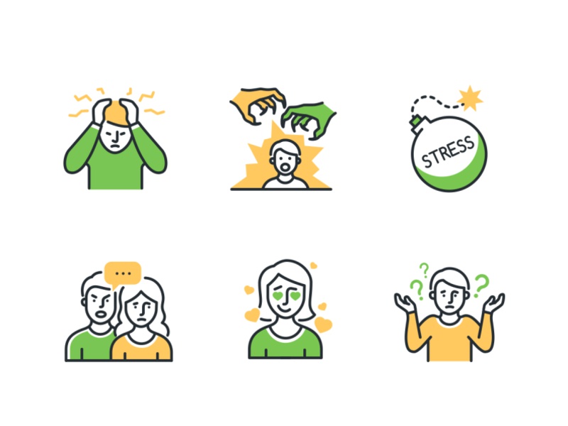 Stress icons psychology stress collection icons line vector style desi.jpg