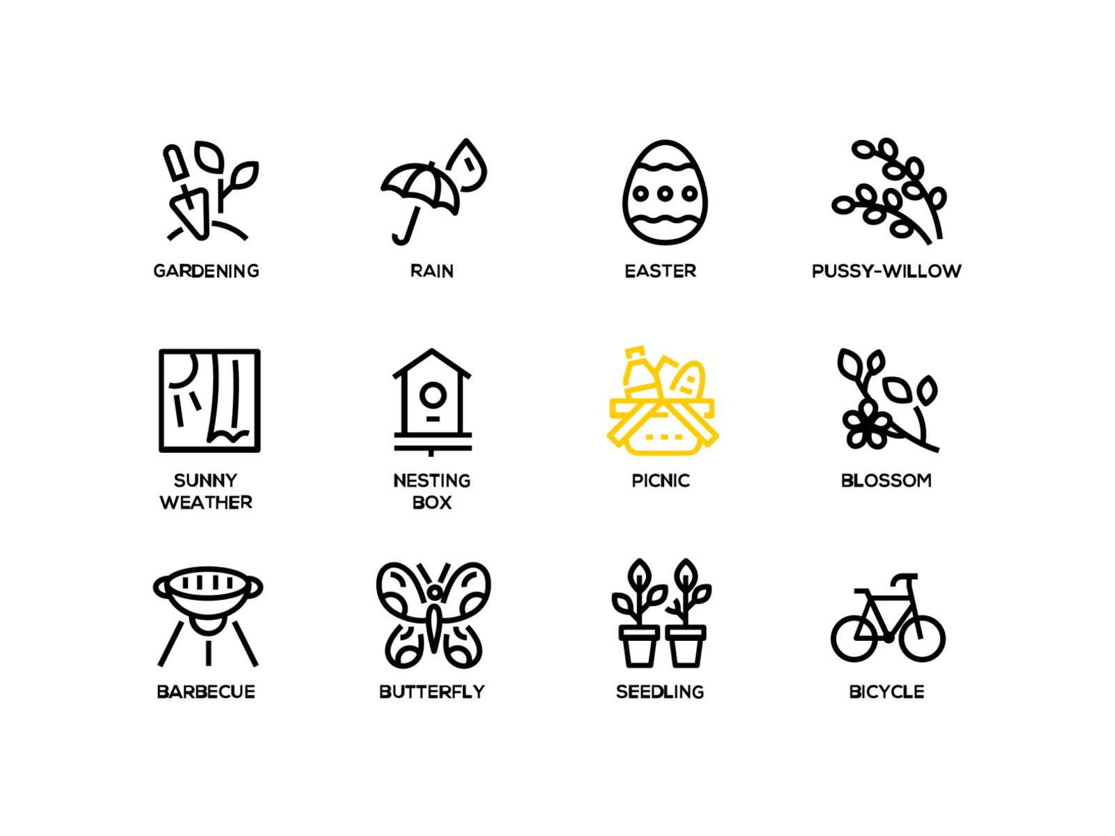 Spring icons weather seasonal snowdrop springtime spring line icon vec.jpg