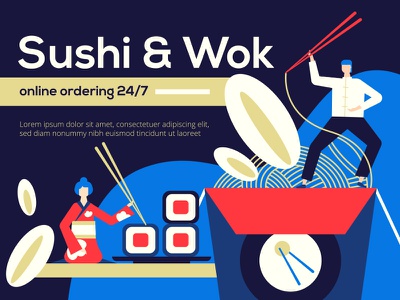 Sushi and wok - illustration order online restaurant food sushi wok co.jpg
