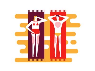 Summer - flat design illustration resort tan swimsuit character vacati.jpg