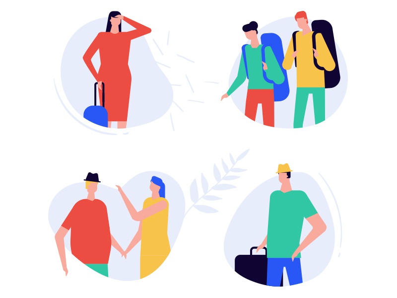 Tourists - flat design style vector characters vacation camping touris.jpg