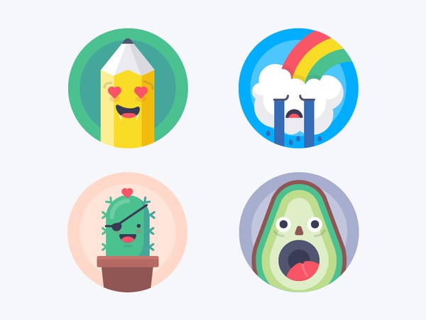 Avatars objects icons heart srying scared smile cactus pencil avocado.jpg