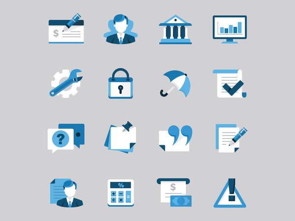 Business icons for internal webapplication warning questions notes man.jpg