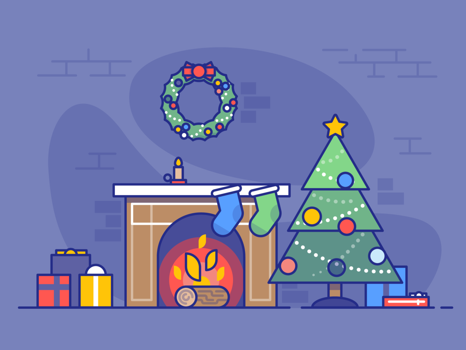 Christmas Fireplace christmas card holiday celebration socks christmas.png
