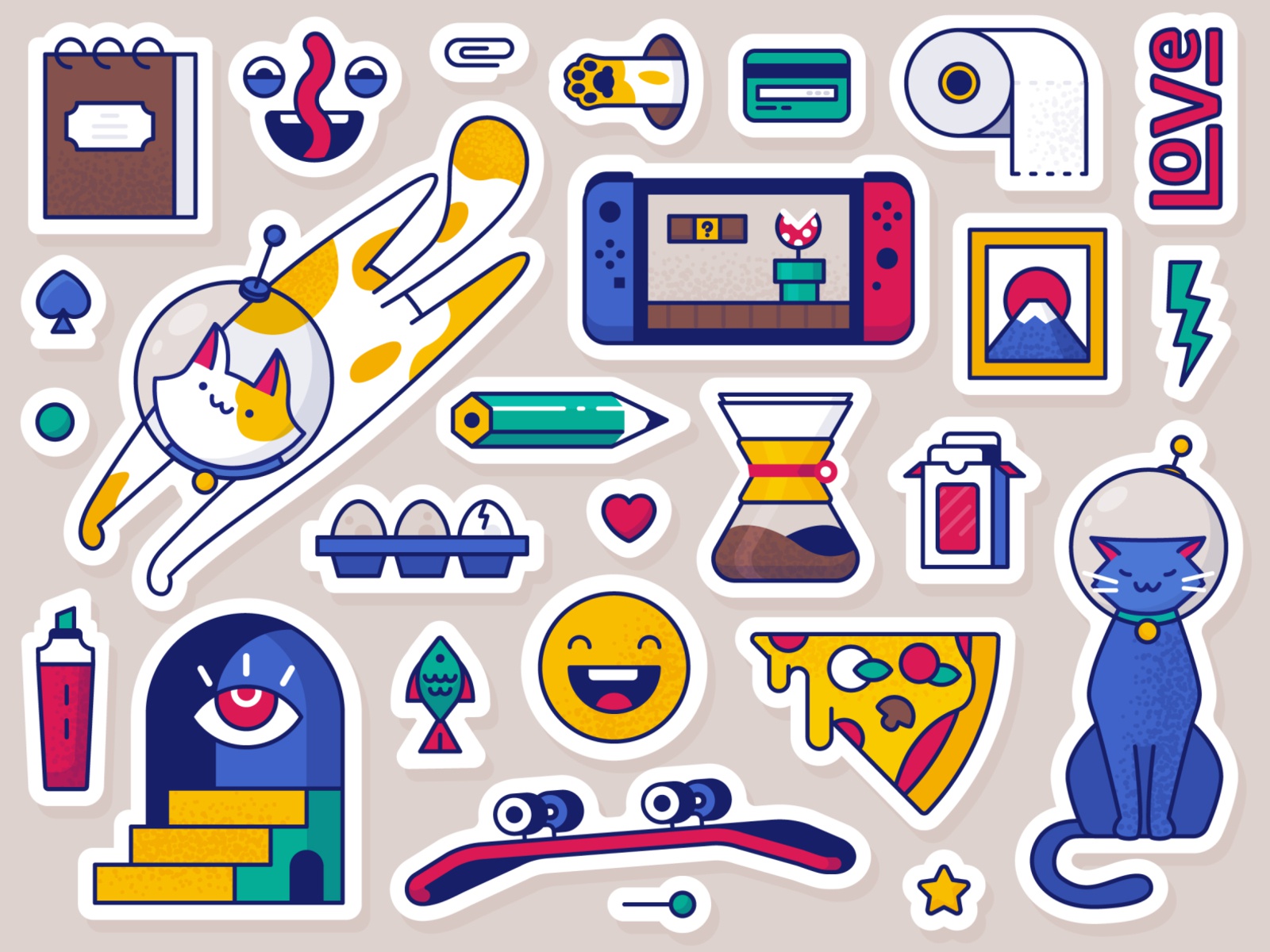 Doodling objects and CATS! picture love coffee eggs stickers doodling.jpg