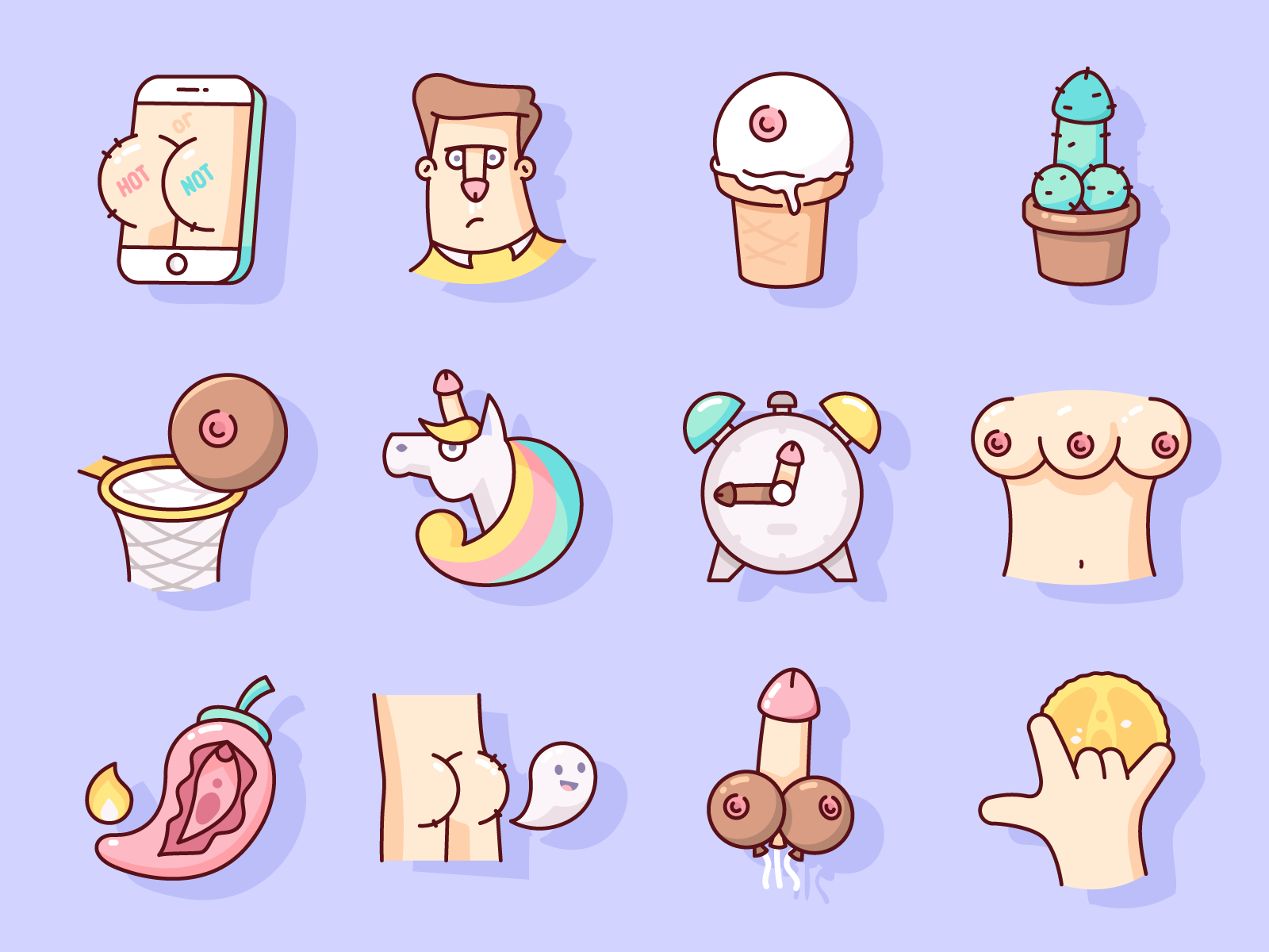 Fun sex stickers fart ghost basketball dick penis unicorn clock paper.png