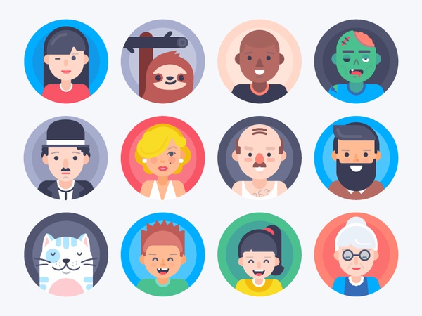 Just Avatars face boy hipster man woman cat sloth zombie chaplin monro.jpg