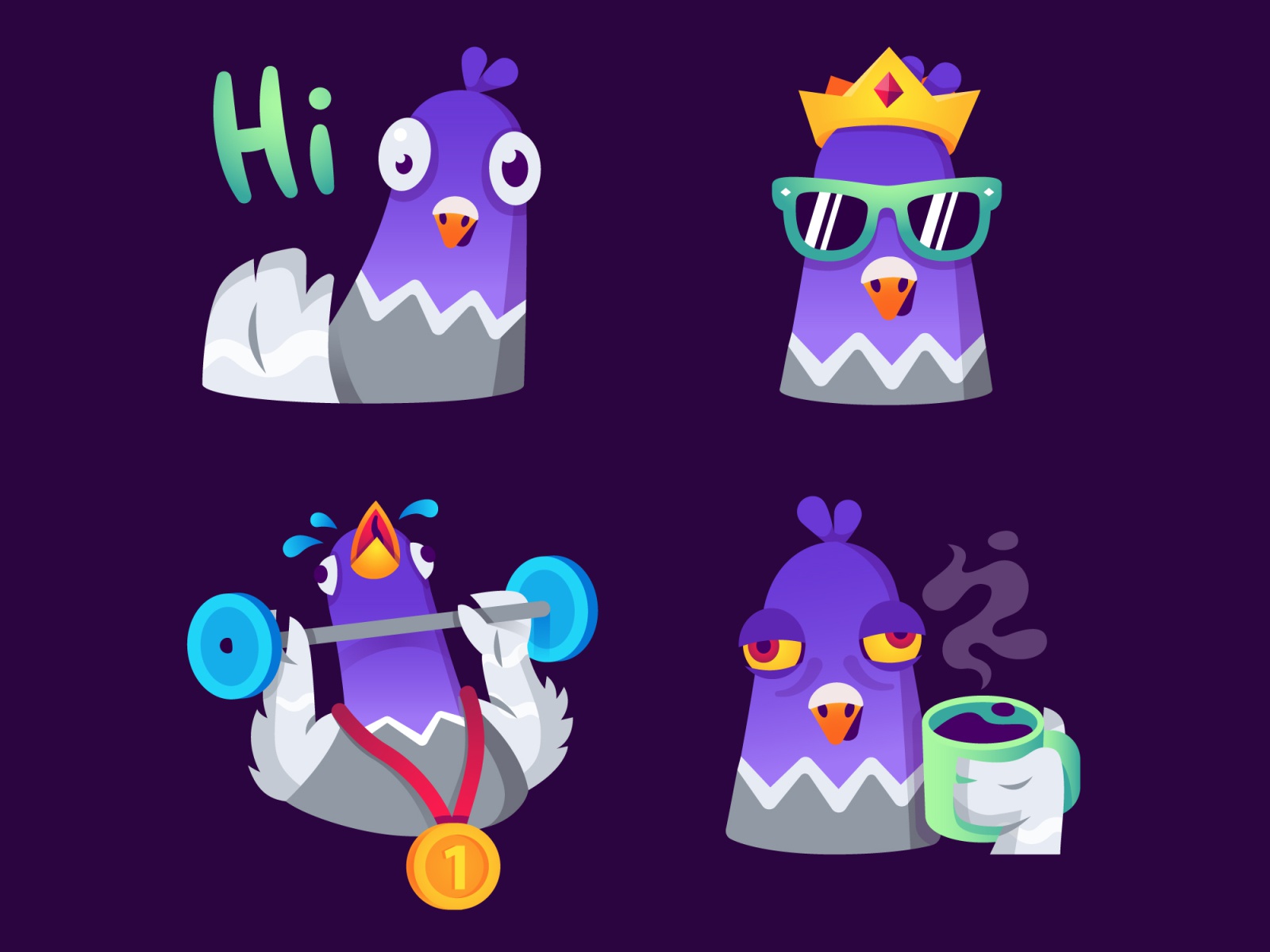 Pigeon stickers face positive reward badge character reaction bird cro.jpg
