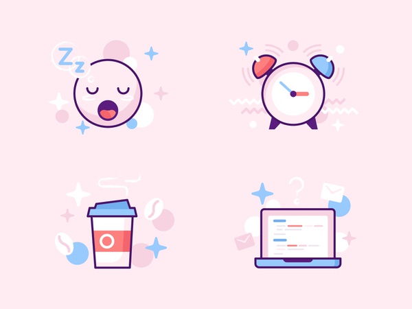 sleep ~ coffee ~ work ~ repeat illustrations icon process working day.jpg