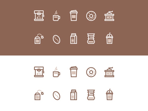 Tiny Coffee cappuccino drink tea cafe donut mug cup espresso icons cof.jpg