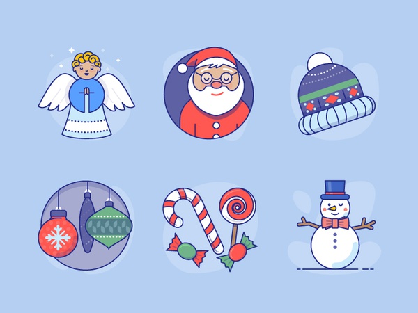 Xmas icons for Advent Calendar presents holiday hat snow snowman winte.jpg