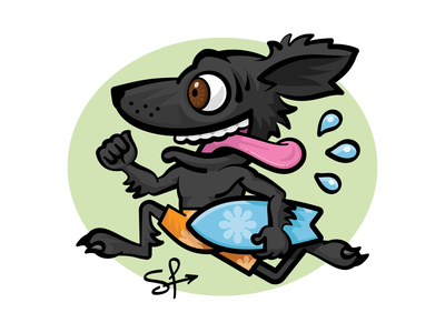 A Flattie Goes Surfing graffiti surfing dog flat coated retriever.png