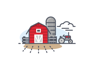 Barn With Tractor planting silo cloud farm farmer crops tractor barn f.png