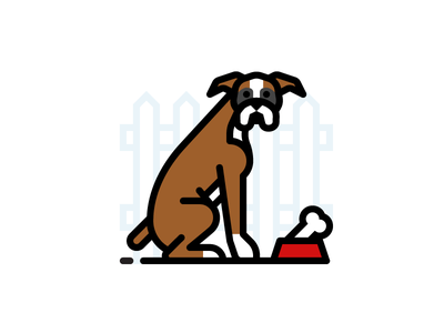 Boxer with Bowl bone canine pet dog boxer.png