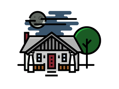 Bungalow At Night bungalow craftsman house.png