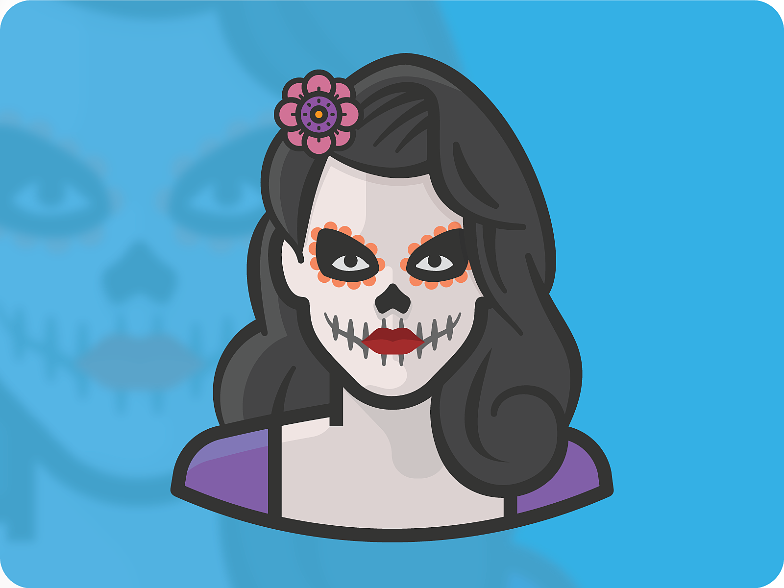 Día de Muertos Day of the Dead avatar icon illustration people woman h.png
