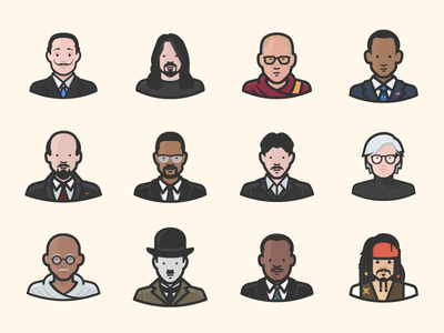 Diversity Avatars Vol. 2 charlie chaplin lenin dalai lama obama dave g.png