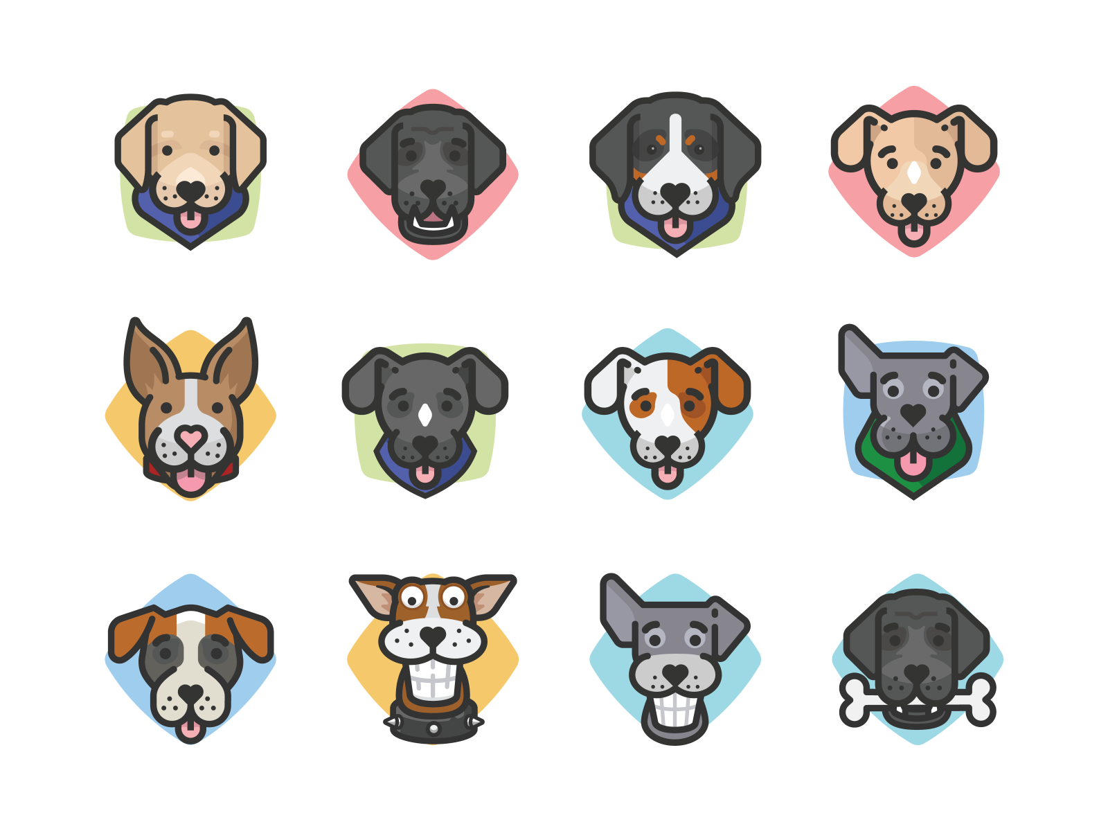 Dog Avatars icons doggy funny dogs cartoon dogs dog illustration avata.png