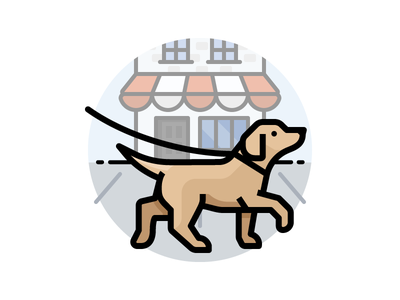 Dog Walk in the City pet yellow lab labrador retriever walking dog.png