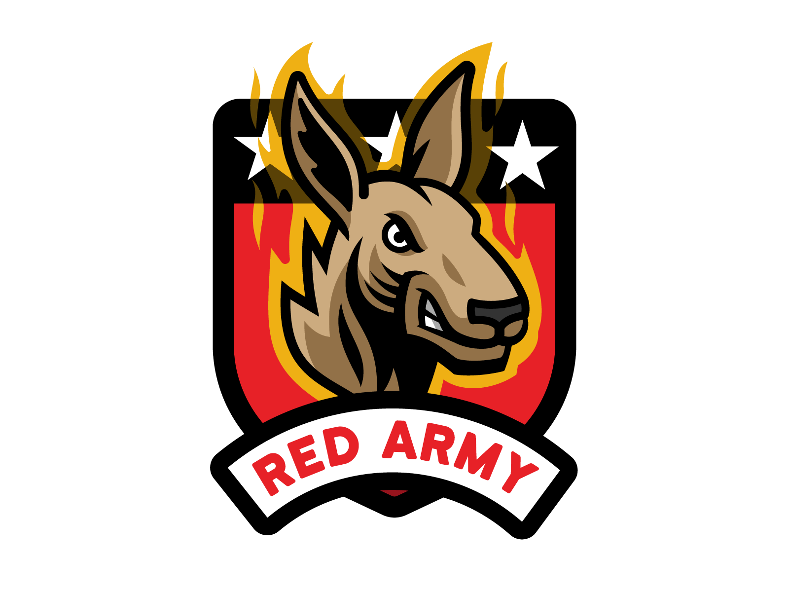 Flaming Kangaroo Red Army patch soccer badge animal kangaroo tifo spor.png