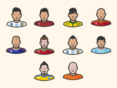 Footballers arjen robben zlatan suarez zidane garreth bale aguera neym.png