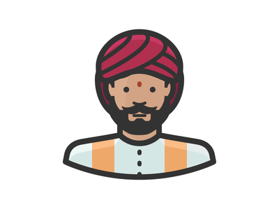 Indian man in turban indian turban beard man face avatar.png