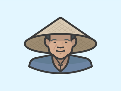 Man in nón lá hat culture cone hat elderly asian vietnam farmer man fa.png