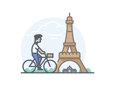 Paris eiffel filled line champs-elysée louvre cyclist beret france bic.png