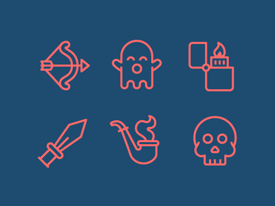 Boo Radley pipe sword lighter bow skull ghost line set icon icons icon.png
