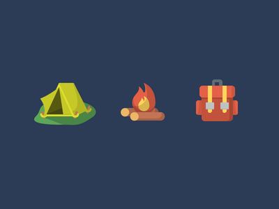 Camping Icons icons camping backpack fire tent iconography design.png