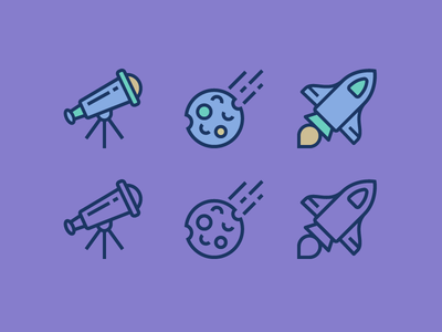 Cosmic line flat ios icon set iconography icons telescope asteroid roc.png
