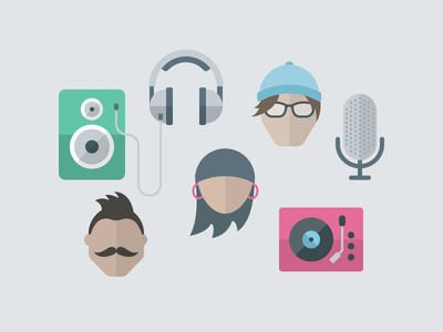 People Music Culture microphone music illustration icons headphones fl.png