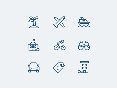 Travel Icon Suite line set iconography icons cruise bike vacation hote.png