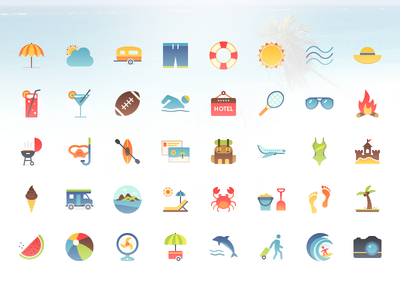 Summer Vacation Icons sunshine beach icons summer.png