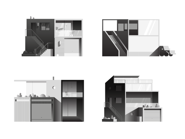 Modern Buildings adrian fernandez house building home gradient vector.png
