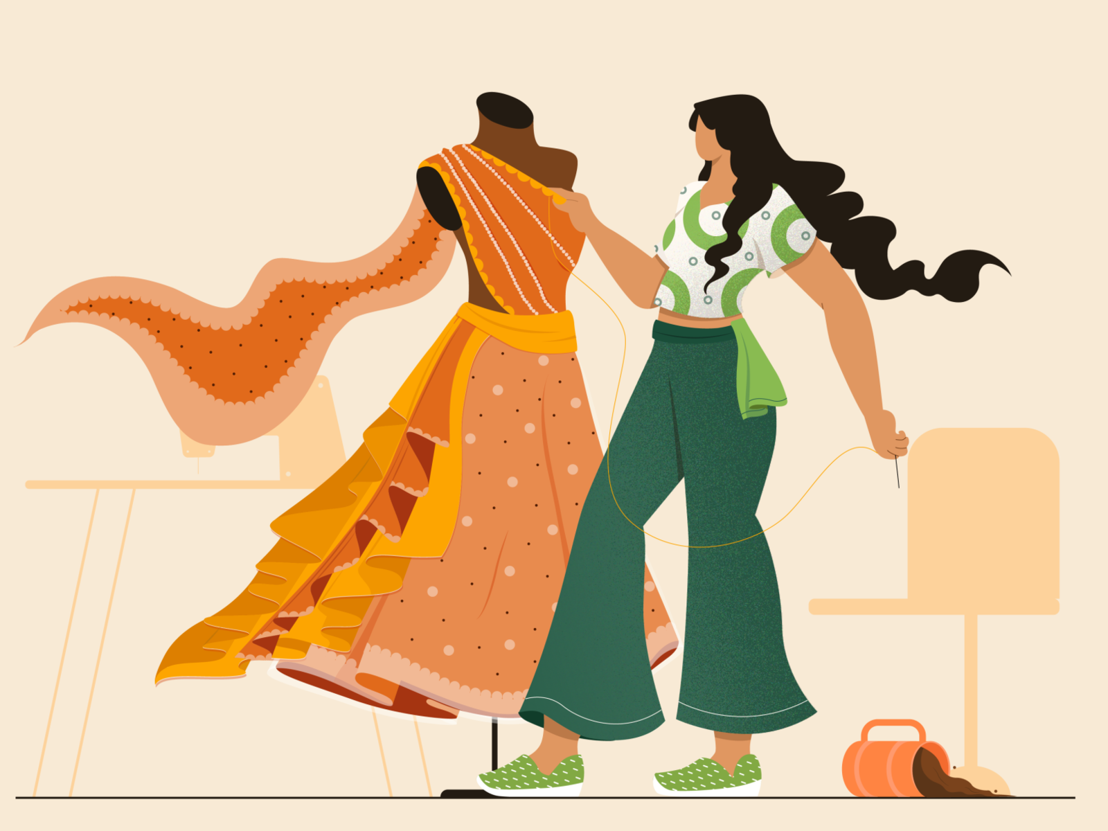 Fashion designer fashion design girl vector digital concept design cha.png